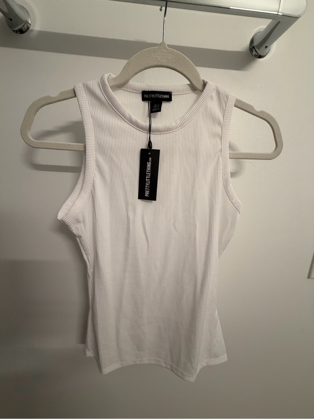 PrettyLittleThing White Ribbed Tank